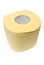 Roll of a yellow toilet paper.