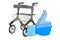 Rollator for elderly with like icon, 3D rendering