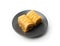 Rolled Baklava Isolated, Ramadan Dessert Roll on Restaurant Plate, Eastern Sweet Pastries