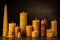 rolled beeswax candles with unique texture