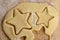 Rolled Biscuit Dough with Star Shapes Cut Out