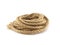 Rolled brown fleecy rope on white background