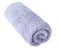 Rolled clean lilac towel on background