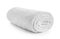 Rolled clean soft towel on white background