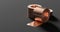 Rolled copper sheet isolated on dark background. Copper sheet is tiwsted into a large rolls. 3D illustration