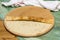 Rolled crepe, Russian blini on wooden cutting board with white cloth