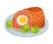 Rolled Meat of Forcemeat as Cuban Dish Vector Illustration