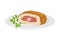 Rolled Meat from Forcemeat as Spanish Cuisine Dish Served on Plate Vector Illustration