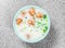 Rolled Meatball Porridge served in bowl isolated on background top view of hong kong food