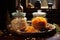 rolled oats and dried fruits in glass containers