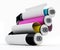 Rolled paper inside CMYK printing cylinders
