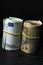 Rolled several thousand euro banknotes.