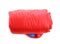 Rolled sleeping bag on white background