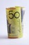 Rolled up Australian 50 dollar note