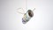 Rolled up Euro currency banknotes hang on a rope on a white background.