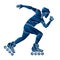 Roller blade Player Extreme Sport Cartoon Graphic Vector