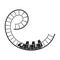 Roller coaster for children and adults. Dead loops, dangerous turns, terrible rides.Amusement park single icon in black