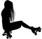 Roller Derby skater girl drives on the quad skates roller skate shoes. Detailed isolated realistic silhouette