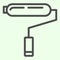 Roller line icon. Renovating paint roller tool outline style pictogram on white background. Construction and building