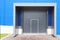 Roller shutter door of logistic center for industrial background