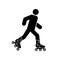Roller Skate Person Black Silhouette Icon. Man Rollerskate Motion Glyph Pictogram. Rollerblading in Wheel Footwear Flat