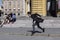 Roller skater in Croatian capital Zagreb