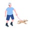 Roller skater with dog flat color vector faceless character