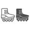 Roller skates line and glyph icon. Shoe on casters vector illustration isolated on white. Footwear outline style design