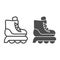 Roller skates line and solid icon, kid toys concept, skating shoe sign on white background, Sport shoe icon in outline