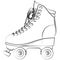 Roller skates shoes derby, Boots retro old school sport. Contour lines drawn, drawing