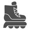 Roller skates solid icon, kid toys concept, skating shoe sign on white background, Sport shoe icon in glyph style for