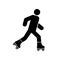 Rollerblading in Wheel Footwear Flat Symbol. Roller Skate Person Black Silhouette Icon. Man Rollerskate Motion Glyph