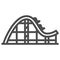 Rollercoaster ride line icon, The rides concept, Extreme roller sign on white background, amusement ride icon in outline