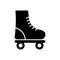 Rollerskate Black Silhouette Icon. Wheel Fitness Roll Footwear Glyph Pictogram. Summer Exercise Skating Flat Symbol