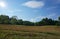 Rolling hills and meadows on sunny summer day Appalachian mountains North Carolina