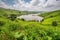 rolling hills with picturesque lake, surrounded by lush and verdant greenery