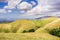 Rolling hills in south San Francisco bay area; east San Francisco bay area visible in the background; San Jose, California