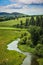 Rolling hills of wheat fields and Palouse river in Palouse,