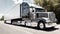 Rolling Majesty: Massive Semi-Truck with Chrome Details, Captured Over Solid Background - Cinematic Abstract