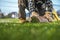 Rolling Over Natural Grass Turf in a Backyard Garden