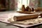 rolling pin flattening dough on floured surface