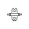Rolling pin and pastry dough line icon
