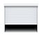 Rolling shutter door. Roller garage metal gate. Electric roll white window background shutter