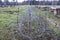 Rolls of barbed wire on battlefield