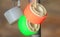 Rolls of colored adhesive tape