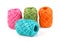 Rolls of colorful rope clew isolated on whitr background