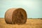 Rolls of hay, haystack bales in countryside landscape