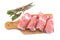 Rolls, pork steaks, isolated on a white background.selective focus.