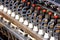 Rolls of spun cotton in a textile factory