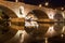 Roma, Bridge on Tiber River with Sant Angelo Castle at Night, with Lights and Reflections